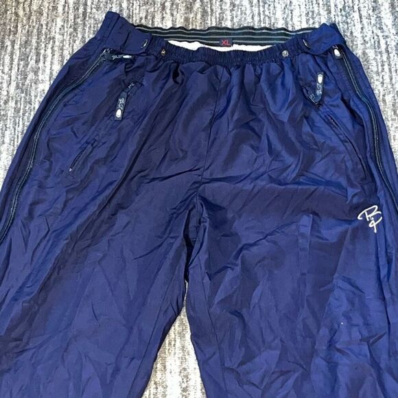 Bear Paw Mens XL Elastic Waist Jogger Track Pants Full Zip Sides Blue Pockets - Picture 2 of 7